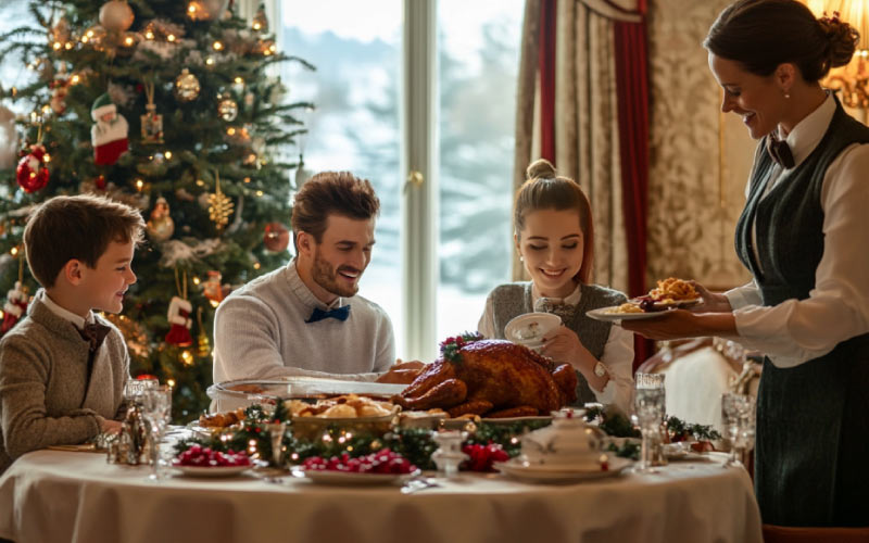 a family Xmas meal at a Hotel, Christmas trip, September 2024, UK