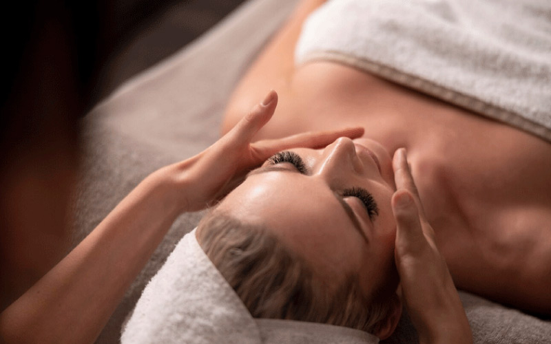 closeup of someone getting a face massage, Manchester beauty, October 2024, UK