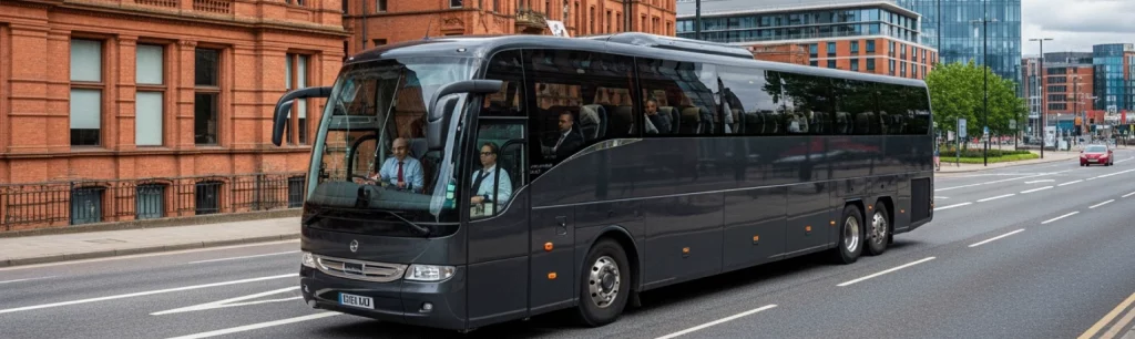 Executive coach transporting corporate group in Manchester